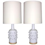 pair white ceramic perforated lamps